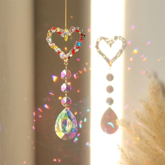 Crystal Prism Sun Catcher Ornament Colored Diamond Suncatcher Wind Chimes Hanging Pendant Sun Moon Star Rainbow Catcher Window Garden Home Decor