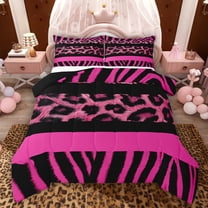 Feelyou Zebra Cheetah Print Queen Comforter Set, Fashion Teen Bedding Comforter Set, 3pcs