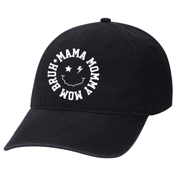 Mother's Day Funny Cute Womens Circle Smiling Face Mommy Ma Bruh Womens Embroidered Otto Baseball Cap-Black
