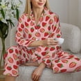 thumbnail image 5 of KLL Strawberries Print Women's Long Sleeve Pajamas with Pants Sleepwear Loungewear 2 Set-XX-Large, 5 of 7
