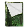 thumbnail image 2 of Forest Soft Flannel Fleece Throw Blanket, Rain Woodland Scenery River in the North Forest in the Early Morning Humid Fog Print, Cozy Plush for Indoor and Outdoor Use, 50" x 70", Green, by Ambesonne, 2 of 5