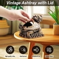 thumbnail image 3 of Vintage Ashtray with Lid for Cigarettes, Metal Windproof Smokeless Odorless Ash Tray Holder for Indoor Outdoor Decorative Hand-Carved Fancy Gift Ornament for Home Office, 3 of 7