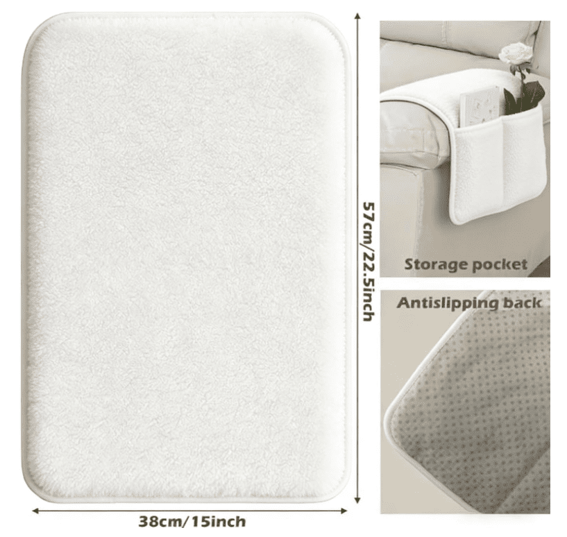 Garayma 3 Pcs Recliner Covers Armrest Covers with Storage Pockets Headrest Cover Armchair Slipcovers Sofa Recliner Protector White