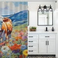 thumbnail image 6 of Farmhouse Highland Cow Funny Cattle And Flower Shower Curtain Modern Home Bathroom Bathtub Decor Waterproof Fabric with 12PCS Hooks, 6 of 8