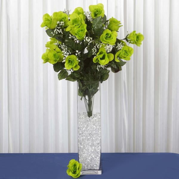 4 Bushes 96 Pcs Lime Green Large Rose Buds Real Touch Artificial