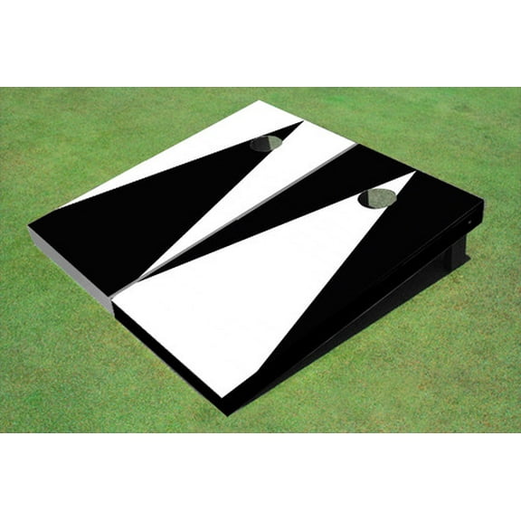 White And Black Alternating Triangle No Stripe Custom Cornhole Board
