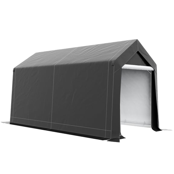 Gray Outdoor Storage Tent with Zipper Door / Roll in Motorcycles and Lawnmowers