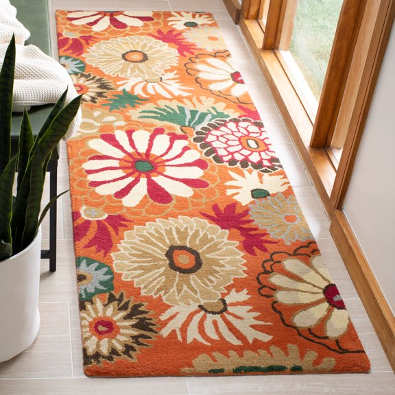Safavieh Jardin Jackalyn Floral Wool Runner Rug, Orange/Multi, 2'3" x 8'