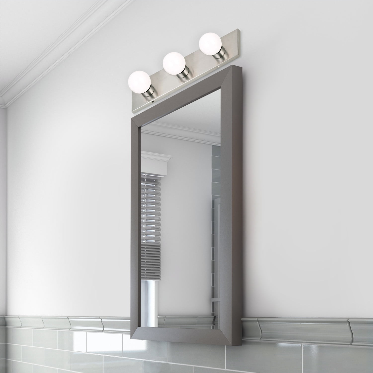 Design House WM051928 Contemporary 3-Light Indoor Vanity Light Dimmable for Bathroom Bedroom Vanity Makeup, Satin Nickel