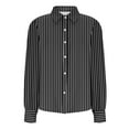 thumbnail image 7 of Guieoi Womens Shirts under $5 Womens Lapel Neck Casual Blouse Lantern Long Sleeves Solid Color Button Shirt Tops Black Black*Friday/Cyber*Monday, 7 of 7
