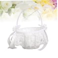 thumbnail image 3 of Toyvian Wedding Supplies White Lace Flowers Busket Satin Petal Basket for Ceremony Use, 3 of 8
