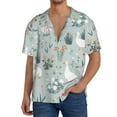 thumbnail image 3 of KLL Goose and Doodle Flowers Print Men's Shirt Short Sleeve Button Down Summer Cuba Beach Shirts- Large, 3 of 7