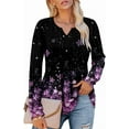 thumbnail image 4 of KISSMODA Women's Long Sleeve Comfy V-Neck Blouse & Tunic Tops, S-2XL, 4 of 4