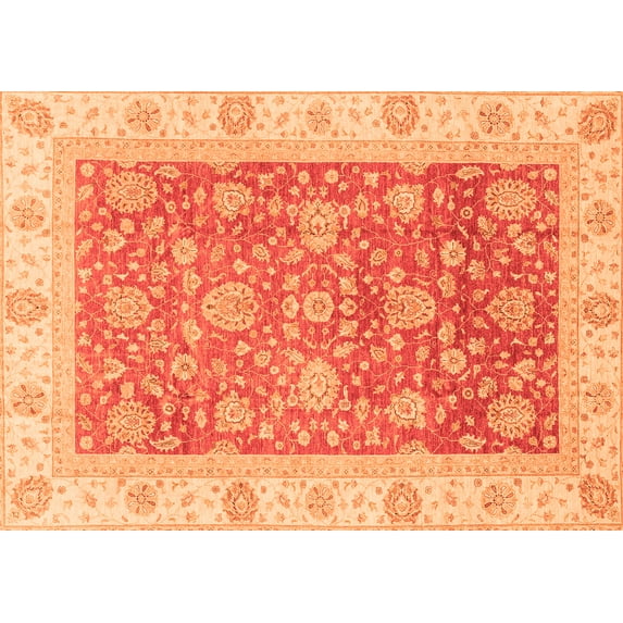 Ahgly Company Indoor Rectangle Oriental Orange Traditional Area Rugs, 7' x 9'