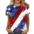 thumbnail image 2 of Qetyuw Women's Independence Day Shirts Proud Patriotic Red White and Blue Print Tshirts Tunic Short Sleeve Tees Stylish Round Neck Blouses Tops Dressy Casual Tops for Women, 2 of 6