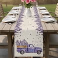 thumbnail image 4 of Purple Lavender Table Runner 72 Inches, Spring Floral Flowers Truck Farmhouse Beige Bed Runner Dresser Scarves Tabletop for Indoor Outdoor Parties/Ceremony/Banquet, 16" x 72", 4 of 9