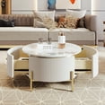 thumbnail image 5 of Modern Round Coffee Table, 31.5" Coffee Table with 2 Large Drawers, Storage Accent Table with Golden Legs for Living Room, 5 of 9