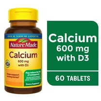 Nature Made Calcium 600 mg with Vitamin D3 Tablets, Dietary Supplement, 60 Count