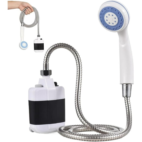 Portable Shower Camping Shower Pump USB Rechargeable Outdoor Waterproof Portable Pump with Head for Hiking, Backpacking, Travel, Beach, Pet