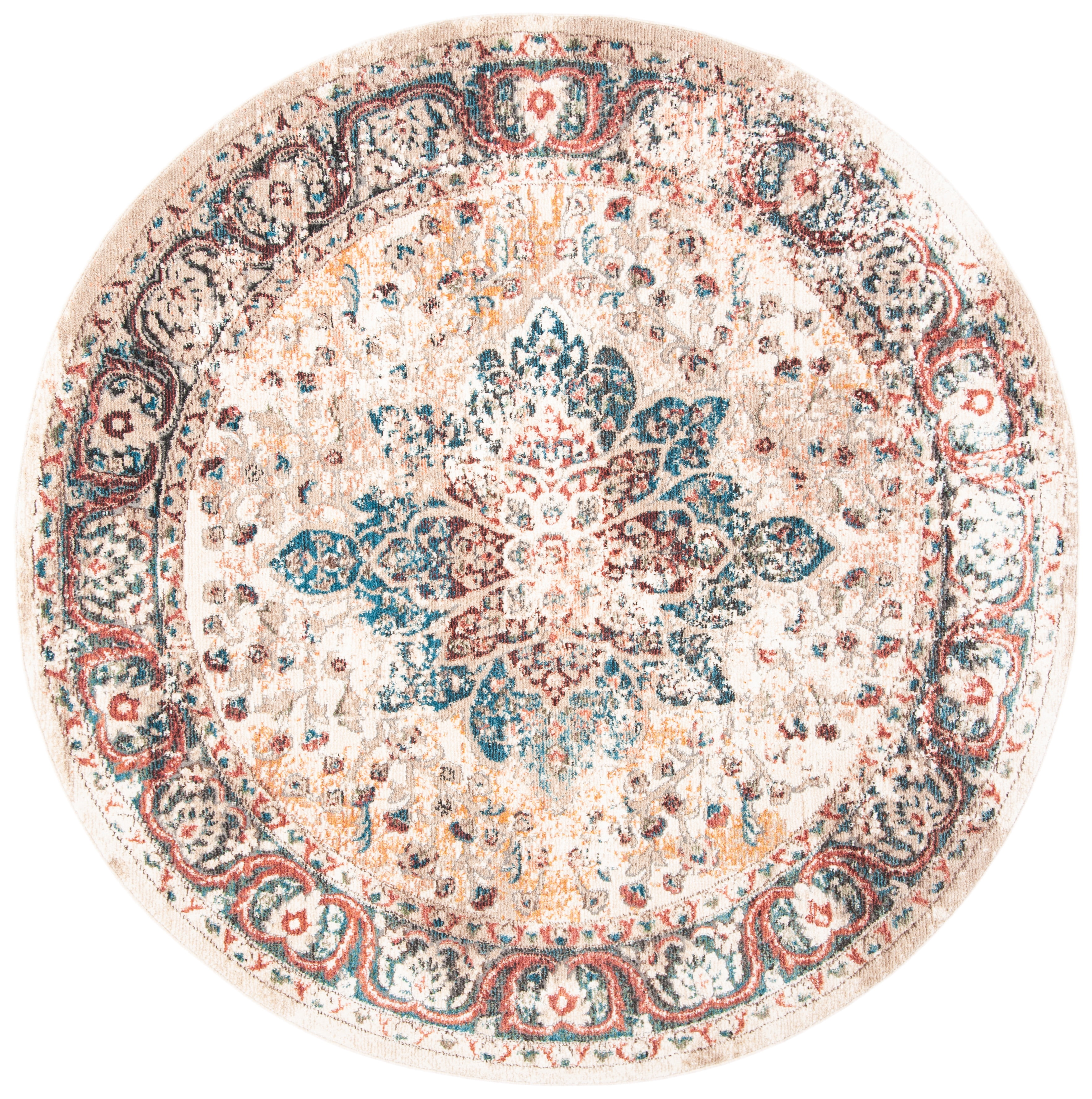 Safavieh Carlyle Blaine Medallion Area Rug, Ivory/Burgundy, 6'7" x 6'7" Round