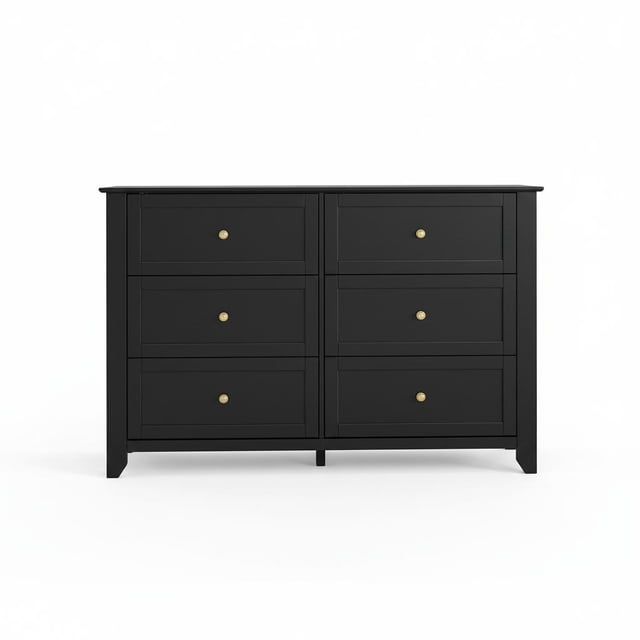 Spacious 6 Drawer Dresser for Bedroom - Modern Wooden Storage Cabinet with Deep Drawers & Metal Knobs - Wide Organizer for Closet, Nursery, Living Room, Entryway - Grey