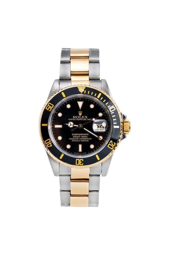 Pre-Owned Two Tone Rolex Submariner 16613 40mm Black Dial