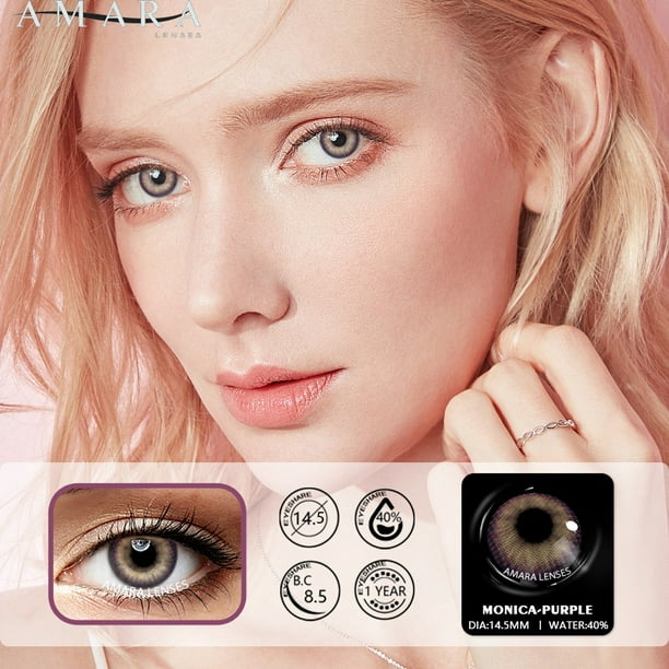 AMARA nueva llegada 1 par de lentes de Contacto de Color AURORA Color Contacto no miopia lentes recetados para ojos Walmart en linea