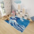 thumbnail image 3 of Ocean Wave Area Rug - 5x7 Rug - Great Wave Off Kanagawa Rug - Japanese Ocean Wave Area Rug - Hokusai Ukiyo-E Rugs - Blue Sea Waves Carpet, 3 of 7