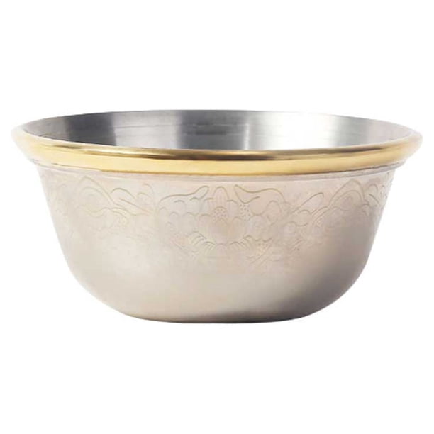 Injueey Cuencos tibetanos a prueba de herrumbre resistente al desgaste suministros budistas ligero cobre ceremonia Altar cuenco vajilla vajilla Cocina y Comedor patrón decorativo 10cm