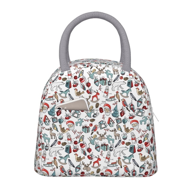 Easygdp Christmas Elements Bolsa de Almuerzo Insulada Grande, Forro de Aluminio, Diseño Espacioso, a Prueba de Fugas, Ideal para Trabajo, Picnics, Viajes y Actividades al Aire Libre
