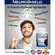 Brain Booster Supplement NeuroShield Advanced Memory Formula with Bacopa, Huperzine-A and More One Bottle