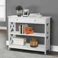 thumbnail image 2 of Alden Design 3-Tier X-Design Wood Console Table with Storage Drawer, White, 2 of 8