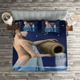 thumbnail image 2 of Ambesonne Zodiac Quilted Coverlet 3 Pcs, Aquarius Lady with Pail, King Size, Blue Dark Blue, 2 of 2