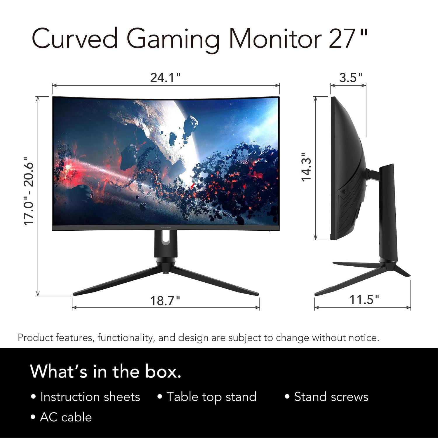 Funai, 27" Curved Gaming Monitor, FGM-27C545