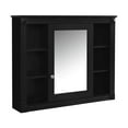 thumbnail image 5 of GZXS 35" Bathroom Medicine Cabinet with Mirror Door, Modern Wall-Mounted Wooden Hanging Cabinet w/ Adjustable Shelf & 6 Open Compartments, Black, 5 of 7