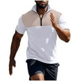 thumbnail image 4 of YLSDY Casual Waffle Shirts for Men Slim Fit Zipper Golf Tshirt Breathable Short Sleeve Tee Summer Casual Zip Collared Work Tops White S, 4 of 6