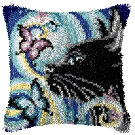 ShowNiceArt Latch Hook Pillow Kits, Embroidery Pillow Making Kits with Canvas, Gift Packaging 17*17in