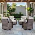thumbnail image 5 of POCASSY Outdoor Swivel Rocker Patio Swivel Chairs Set of 4, 6-Inch Thick Seat Cushions Outdoor Wicker Swivel Glider Rocking Chairs with High Back for Porch Deck - Beige, 5 of 11