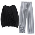 thumbnail image 2 of Weiqiqre Ensemble de Sport Décontracté pour Hommes, Couleur Unie, Col Rond, Manches Longues Élastiques, 2 of 3