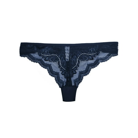 

Colisha Ladies Underwear Low Waist Bikini Panties Lace Briefs Sexy Lingerie High Elasticity Thongs Dark Blue S