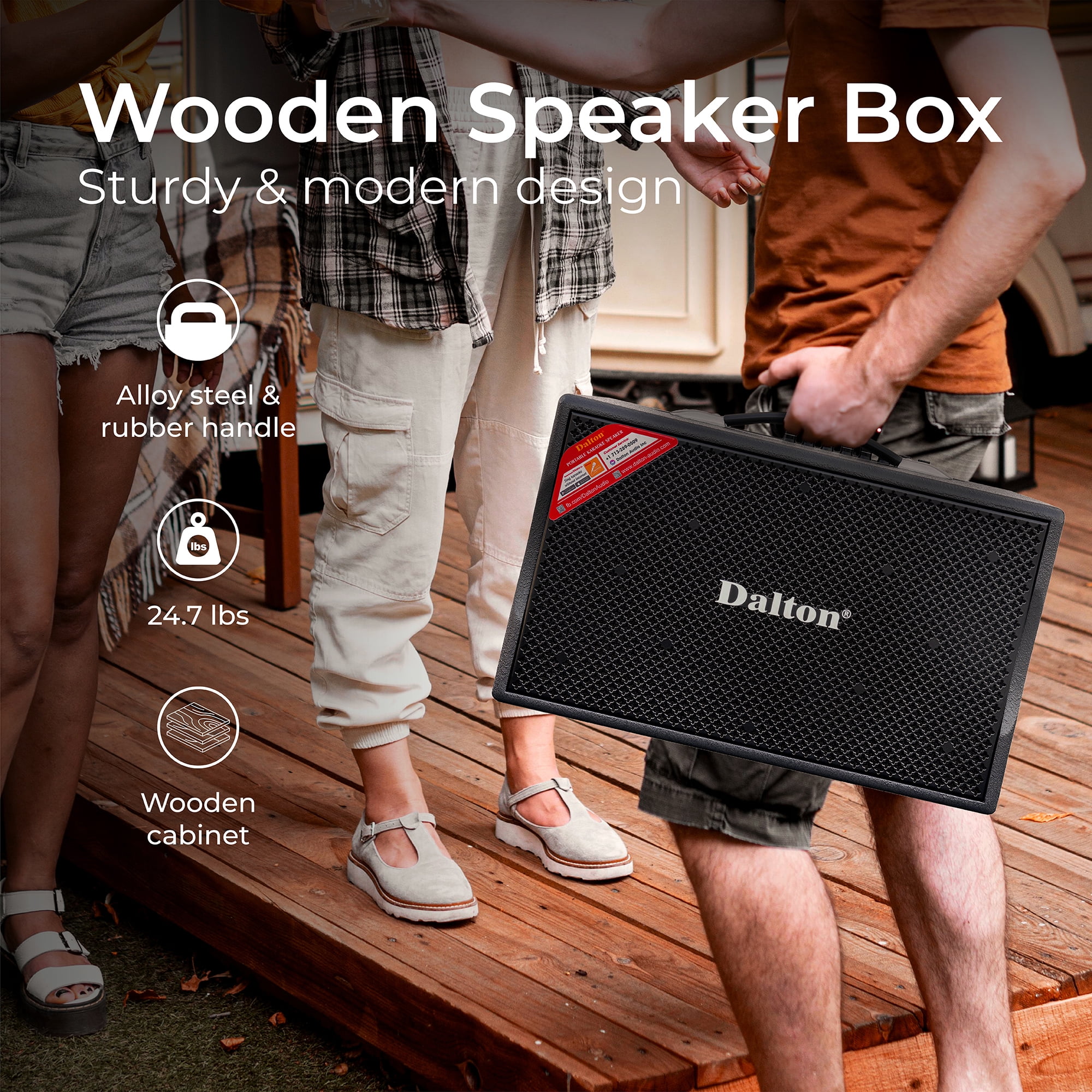 DALTON KS8Pro Portable Bluetooth Speaker for Adults, Kids | 250W | 2 UHF Microphones | 8" Woofer | Bass/Treble Adjustment | USB/AUX | Car Outdoor Indoor Party Gifts