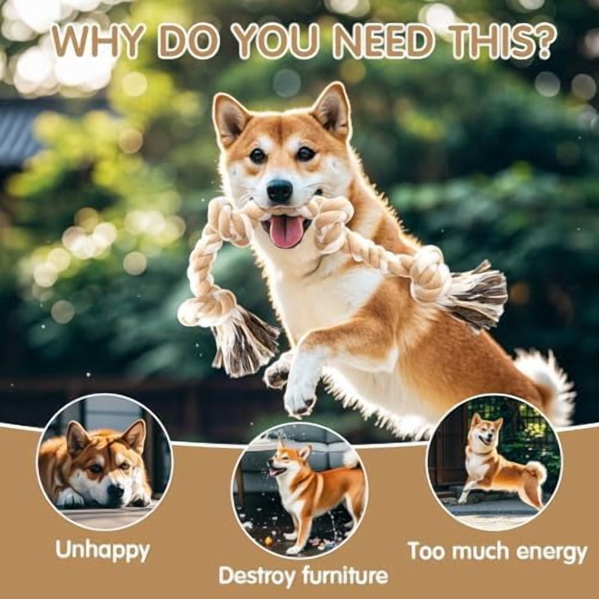 4-Knot Rope Toy for Medium/Small Dogs - 26in Aggressive Chewer Puppy Tug Toy, Almost Indestructible Teething Chew Toy