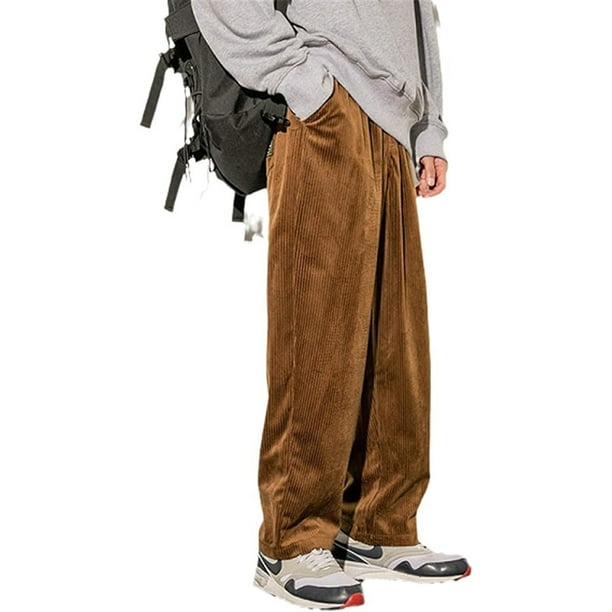 Pantalones de pana para hombre, pantalones casuales, sueltos y rectos, pantalones de pana para correr para hombre, pantalones de otoño e invierno para hombre (3XL)