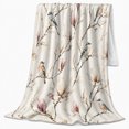 thumbnail image 2 of Watercolor Songbird Magnolia Branch Nature Art Serene Spring, Peaceful Botanical Scene, Warm Flannel Blanket for Sunroom and Reading Nook, Garden Lovers Housewarming Gift, Botanical Home Decor, 2 of 9
