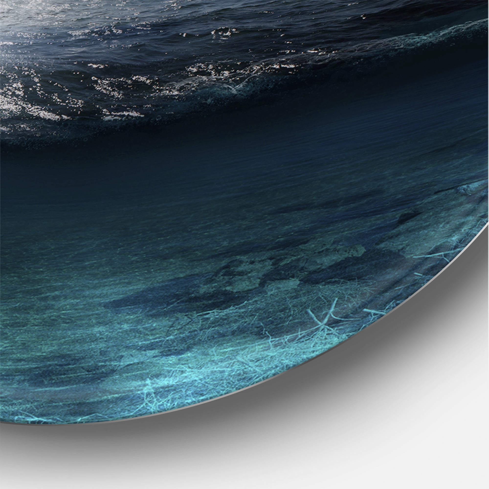 Designart 'The Lake During Full Moon With Fisher Boat' Nautical & Coastal Circle Metal Wall Art 23x23 - Disc of 23
