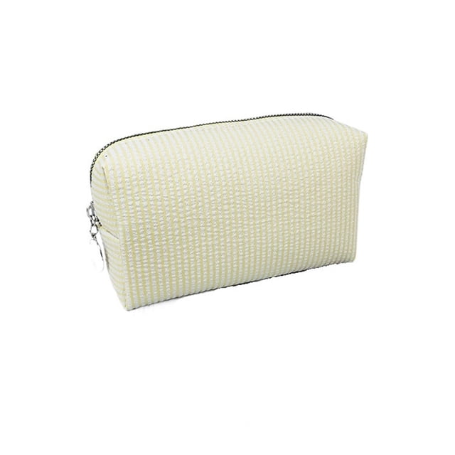Bolsas de cosméticos for mujer, bolsa de cosméticos Seersucker, neceser de viaje, bolsa de maquillaje a rayas, organizador estético, bolsa de almacenamiento