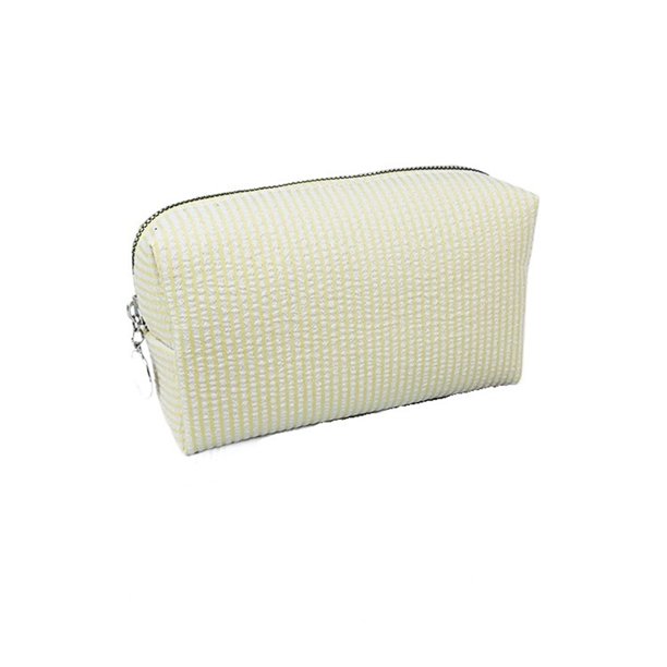 Bolsas de cosméticos for mujer, bolsa de cosméticos Seersucker, neceser de viaje, bolsa de maquillaje a rayas, organizador estético, bolsa de almacenamiento