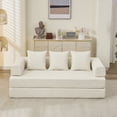 thumbnail image 2 of 78.8" Comfy Convertible Folding Mattress Couch with Arm Pocket, Floor Sofa Bed, Chenille Floor Sofa with Armrest, Floor Sofa Lounge Couch for Living Room Bedroom Lounge Studio, Beige, 2 of 9