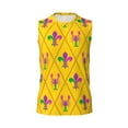 thumbnail image 6 of Lsque Mardi Gras Crayfish and Fleur de lis Print Men's Cotton Blend Sleeveless Muscle Shirts (S-3XL)- Moisture Wicking, Odor Protection, UPF 30+,Medium, 6 of 8