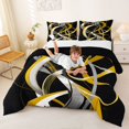 thumbnail image 3 of Homewish Yellow Abstract Lines Full Size Comforter Sets,Contemporary Aesthetic Bedding Comforter Set,Black Reversible,3 Pieces,1 Comforter and 2 Pillowcases, 3 of 7